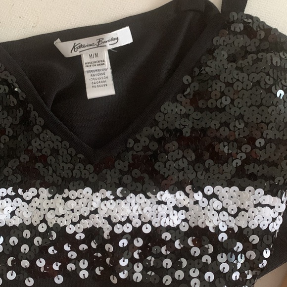 Black Katherine Barclay Dressy Tank Top, with Sequin Embellishment. - Picture 4 of 4